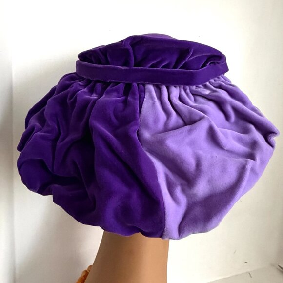Vintage 60s USA Velvet Edwardian Purple Lavender Mod Boho Soft Handmade Hat Fun